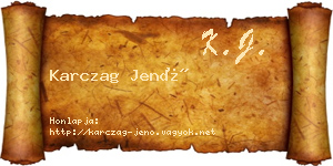 Karczag Jenő névjegykártya