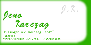 jeno karczag business card